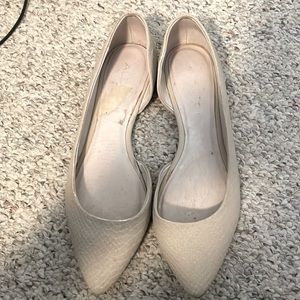Cream/Light Grey Aldo Snakeskin Cut Out Flats